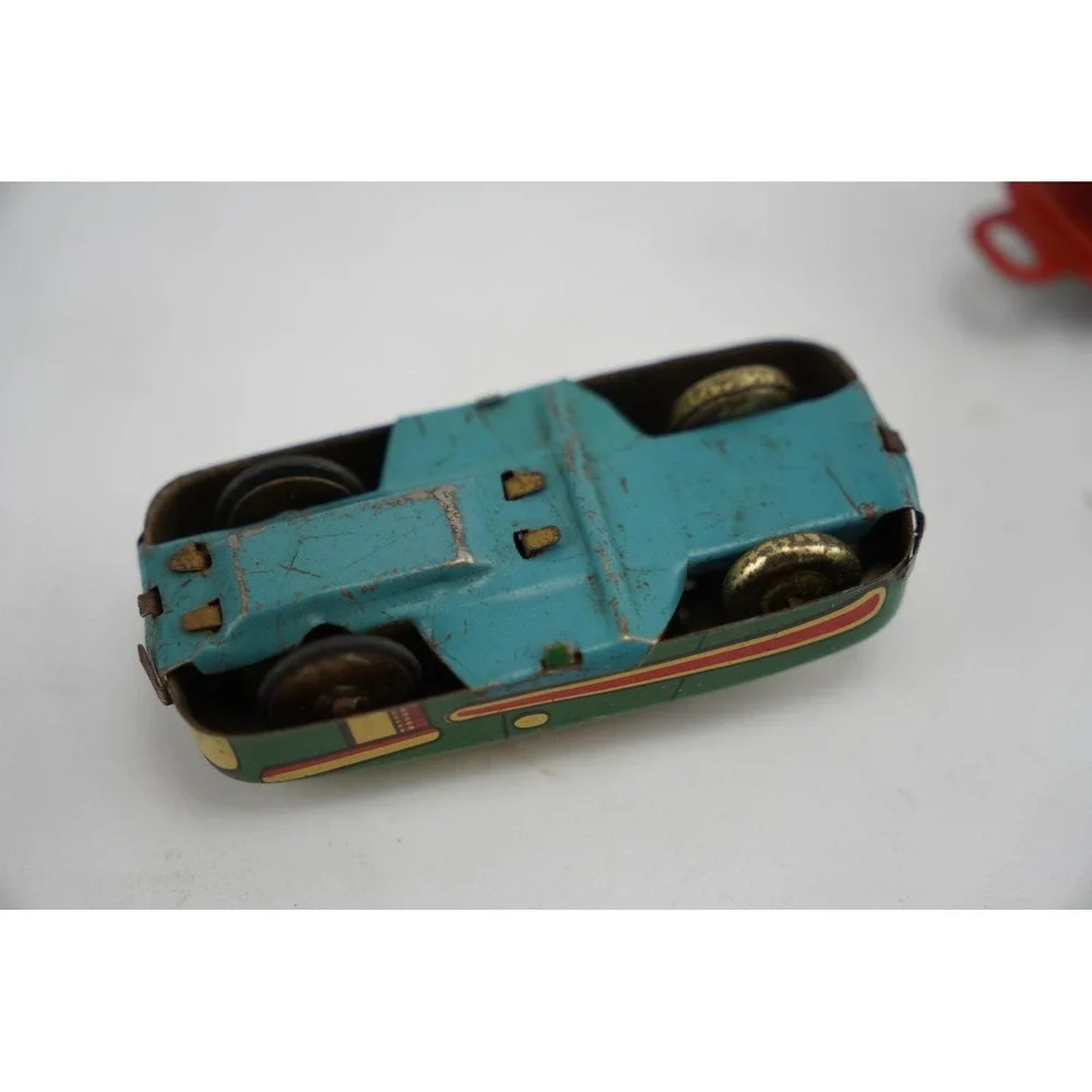 Vintage Tin‎ Toy Cars and Train Set Green Red Ranger Loco Japan